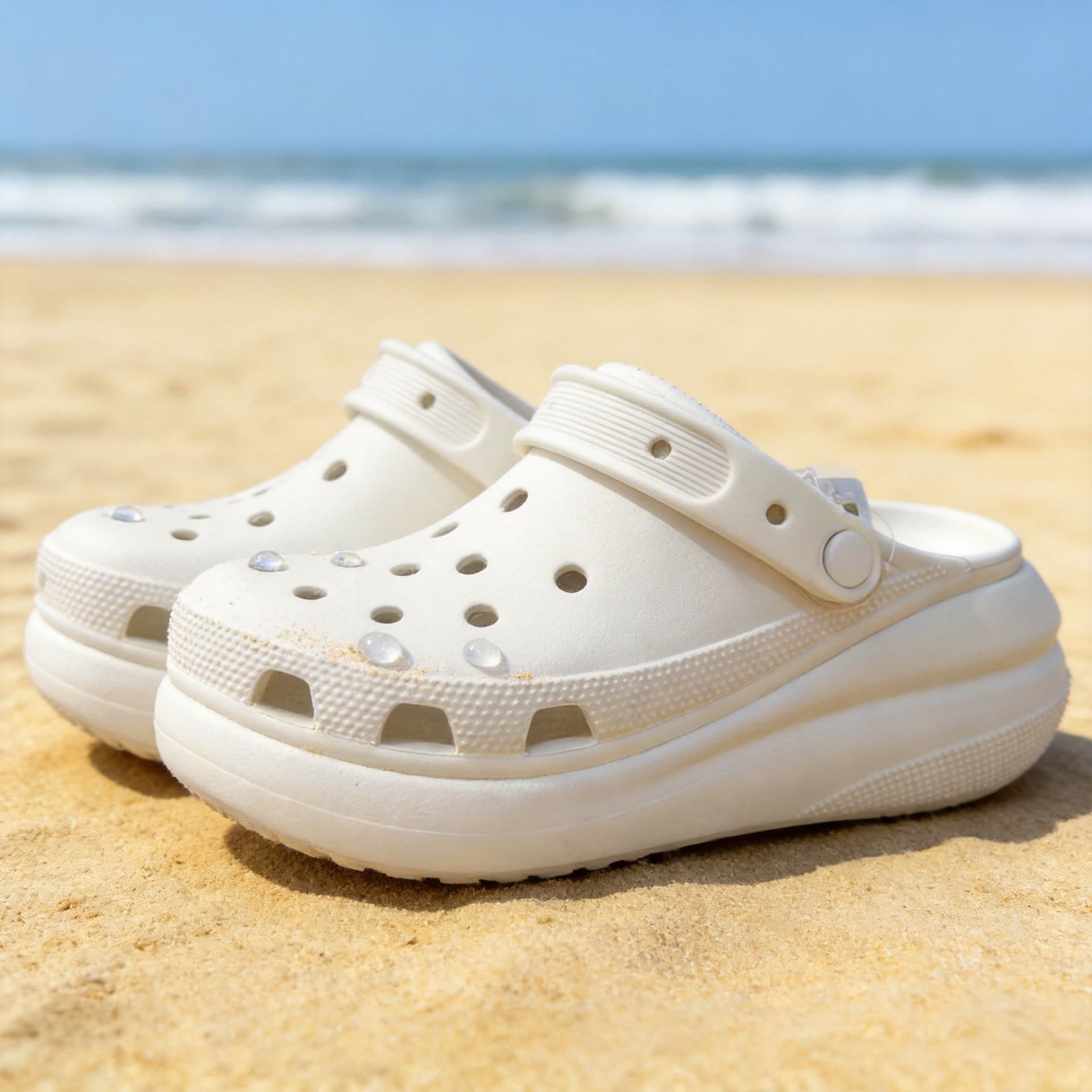 EVA Thick Sole Women's Clogs Puff Women's Summer Outdoor Height-Increasing Anti-Slip Women's Sandals Slippers Casual Cloud Toe-Cover Slippers