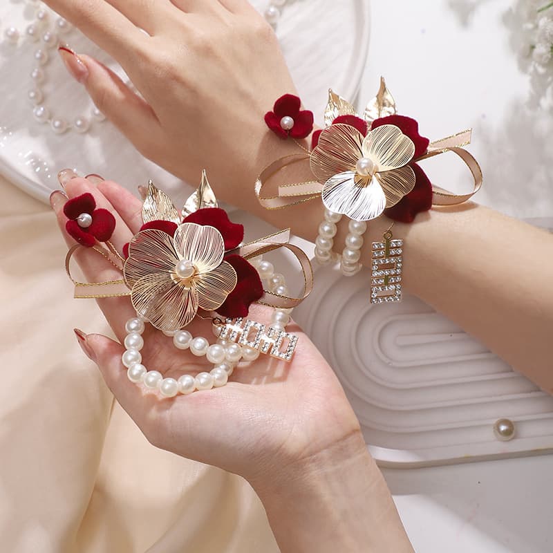 Bridesmaid Wrist Corsage for Bride and Groom's Party, High-End Hand Flower, Forest-Style Wedding, Super Fairy Korean-Style Wristband Flower