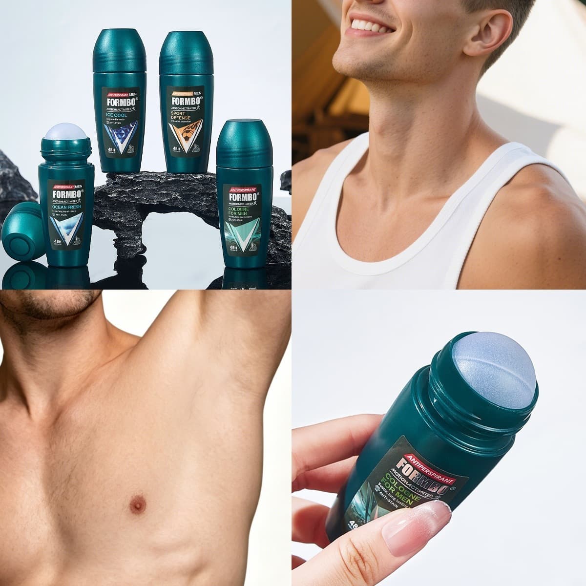 FORMBO Roll-On Antiperspirant Deodorant, Long-Lasting Dryness, Body Scent, Underarm Roll-On, Men's Sports Deodorant Cream