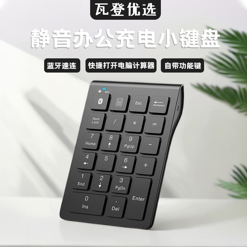 Ultra-Thin 22-Key Bluetooth Digital Numeric Keyboard Wireless Rechargeable Office Computer Battery Keyboard for Accounting Finance