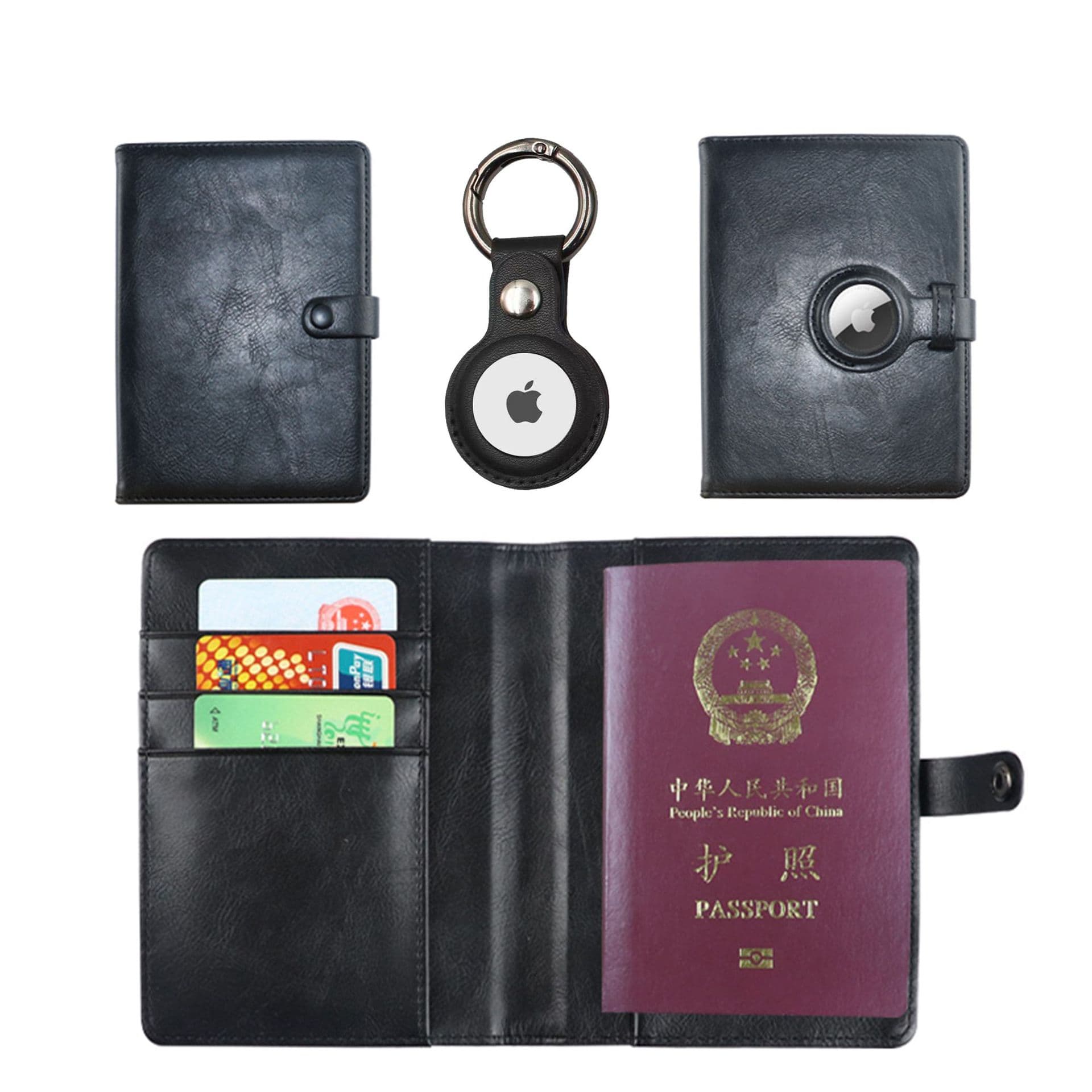 Cross-border spot leather passport protection set with magnetic buckle pu leather passport holder multi-functional document bag passport bag