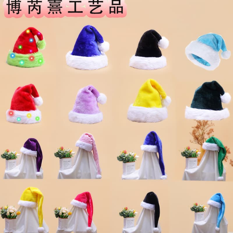 2026 New Arrival Christmas Decorations Multi-Color Multi-Style Adult and Child Plush Santa Hat