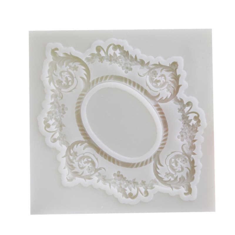 Vintage European Embossed Pattern Mirror Frame Silicone Mold Fondant Chocolate Cake Mold DIY Baking Mold