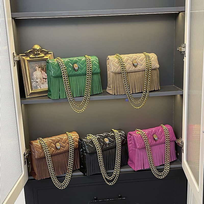 New Tassel Bag High-End Chain Bag Fashion Trendy Niche Design Small Square Bag Hot-Selling Export Eagle Head Bag