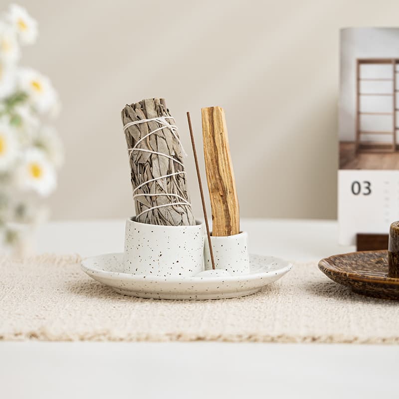 Sage aromatherapy burner palo santo holder peruvian sacred wood burning tray ceramic incense burner incense insert