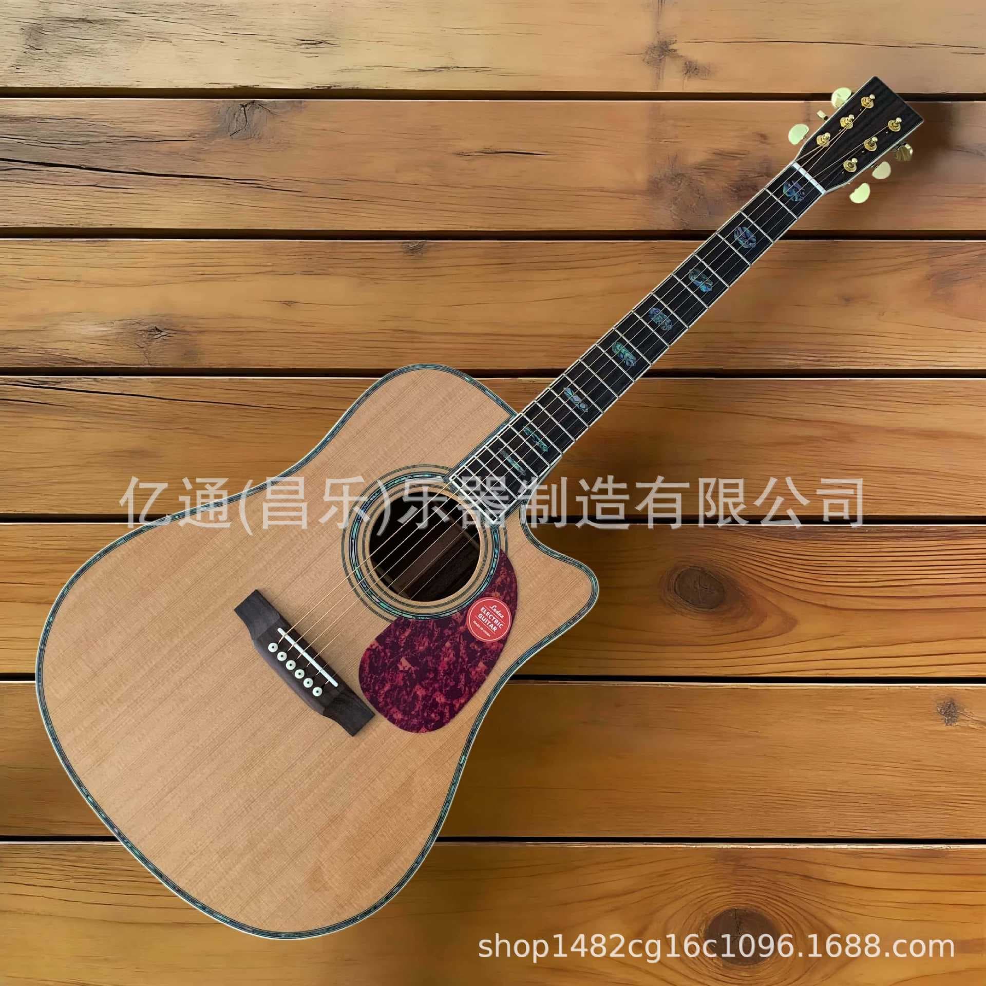 Ledux Cutaway Style Acoustic Guitar High-End Cross-Border Natural Wood D-Shape Wooden Guitar