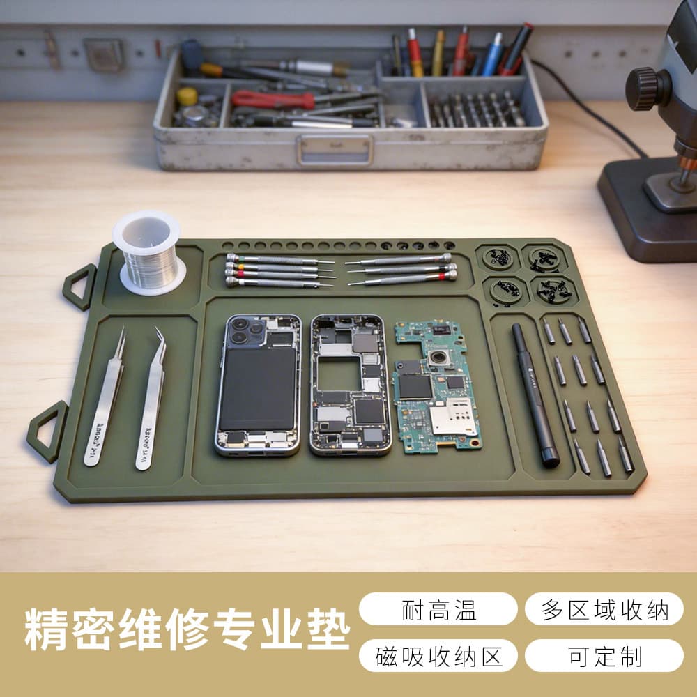 Phone Repair Mat Magnetic Soldering Mat Silicone High Temperature Resistant Workbench Pad Heat Insulation Pad Gun Cleaning Mat