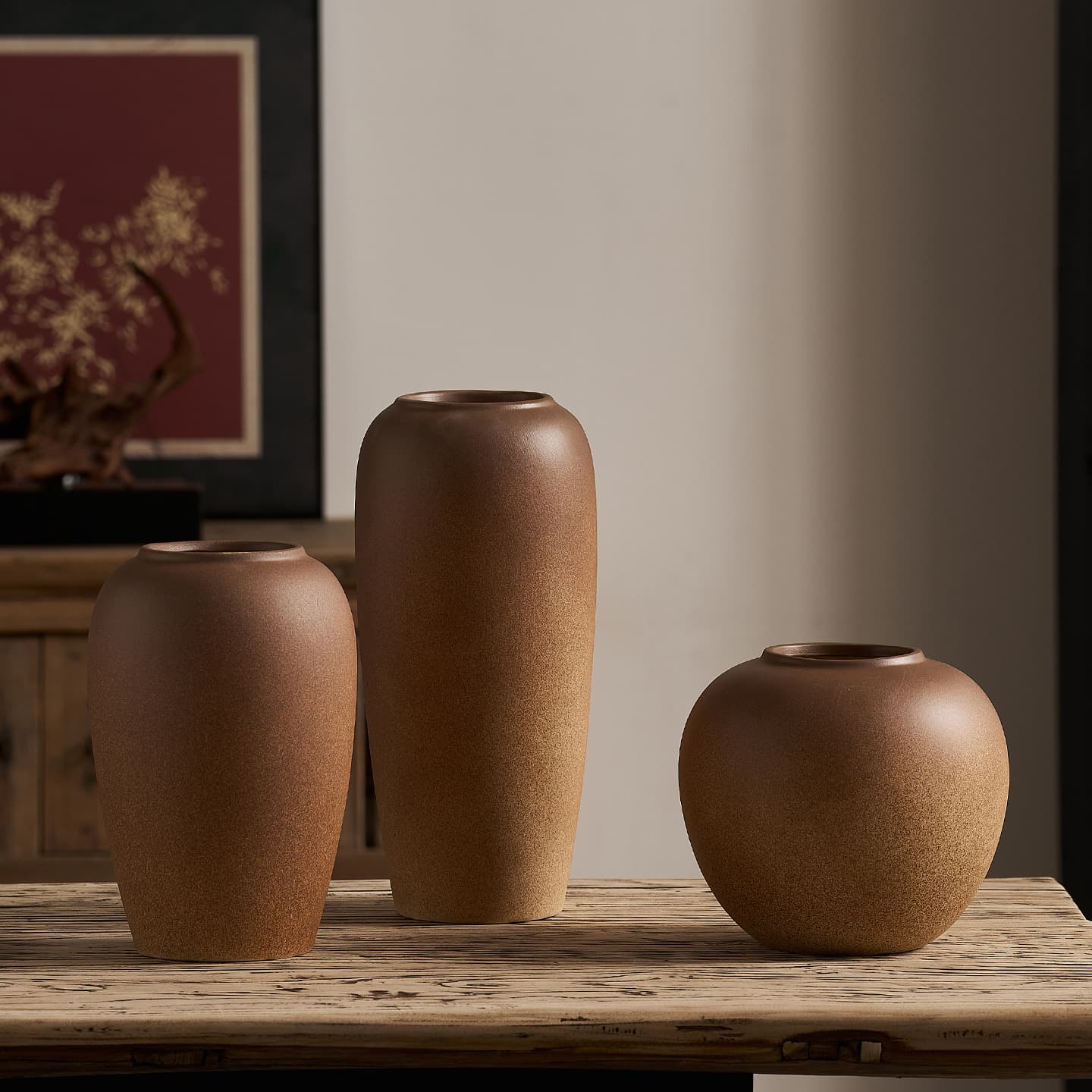 New Chinese Style Vintage Ceramic Vase for Dried and Fresh Flowers, Living Room Flower Arrangement Decoration, Light Luxury Hydroponic Container