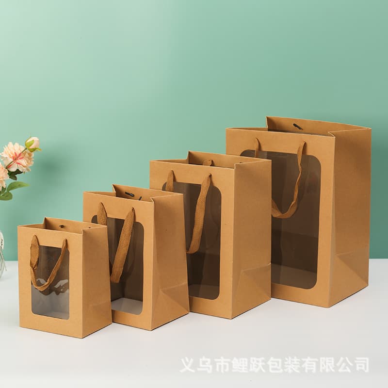 Gift Bag Tote Bag Window Flower Bag Wedding Birthday Favor Packaging Bag Premium Simple Gift Bag Wholesale