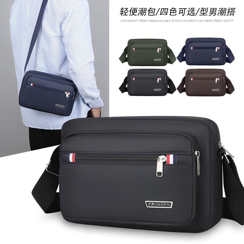Wholesale men's multifunctional simple crossbody bag, large capacity Oxford fabric single shoulder bag, fashionable business men's briefcase