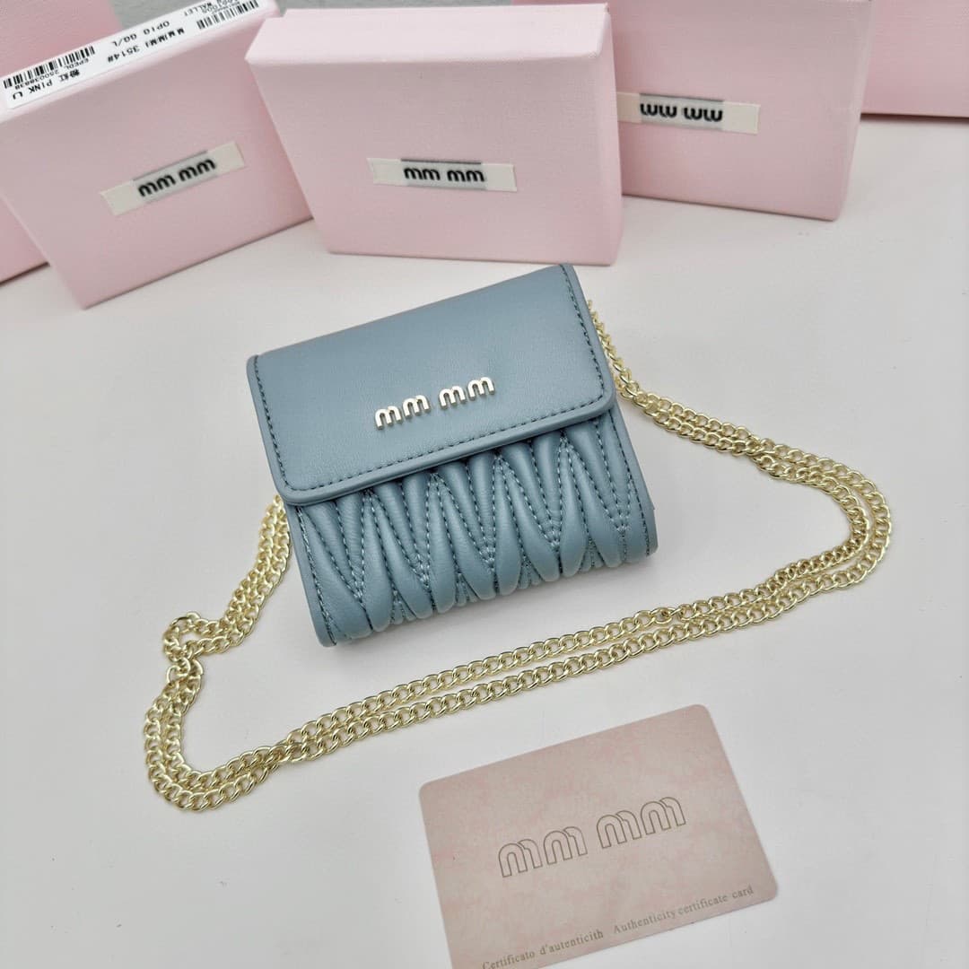 Mm Mini Pleated Small Bag for Women, Trendy Short Coin Purse, Lipstick Bag, Genuine Leather Chain Bag, Card Holder, Wallet