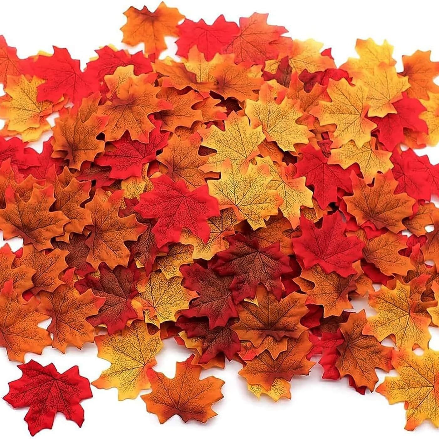 100/200/500 Pieces Brightly Colored 8cm Artificial Maple Leaves Faux Maple Leaves for Indoor Decorative Wreath Simulation