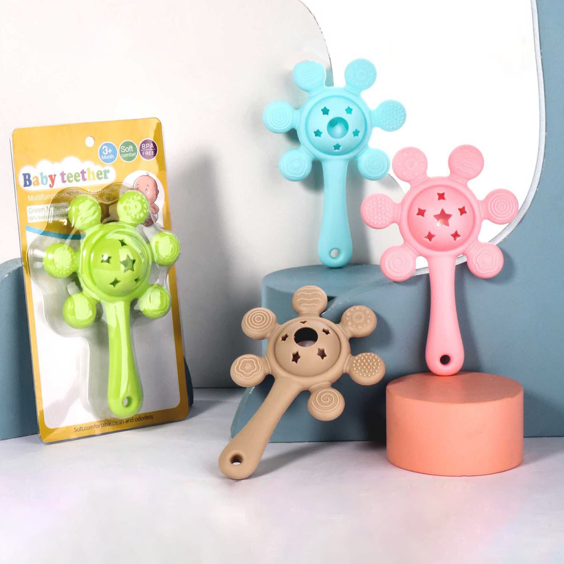 New Cross-Border Baby Silicone Palm Rattle Teether Food-Grade Silicone Hand-Chew Toy Baby Molar Toy