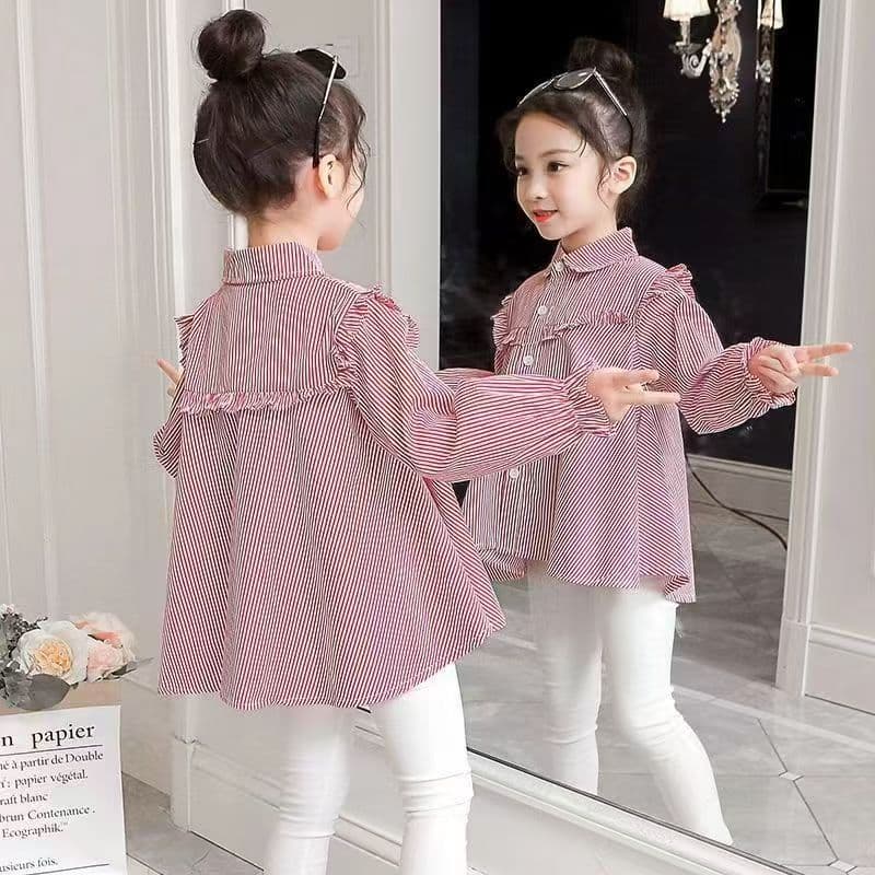 Girls Long Sleeve Shirt 2026 New Spring Children Top Fashionable Loose Sweet Blouse