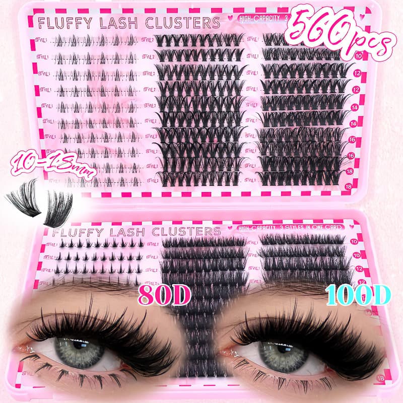 Eyelash Book/European and American cross-border D-curved large-capacity single-cluster false eyelashes 9-16mm naturally thick and curled segmented
