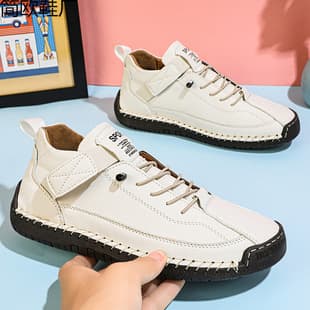 Cross-border Drop Shipping Amazon Bestseller 2024 Cross-border Large Size Men's Shoes Mid-Top Leather Boots Women's Casual Shoes Work Boots