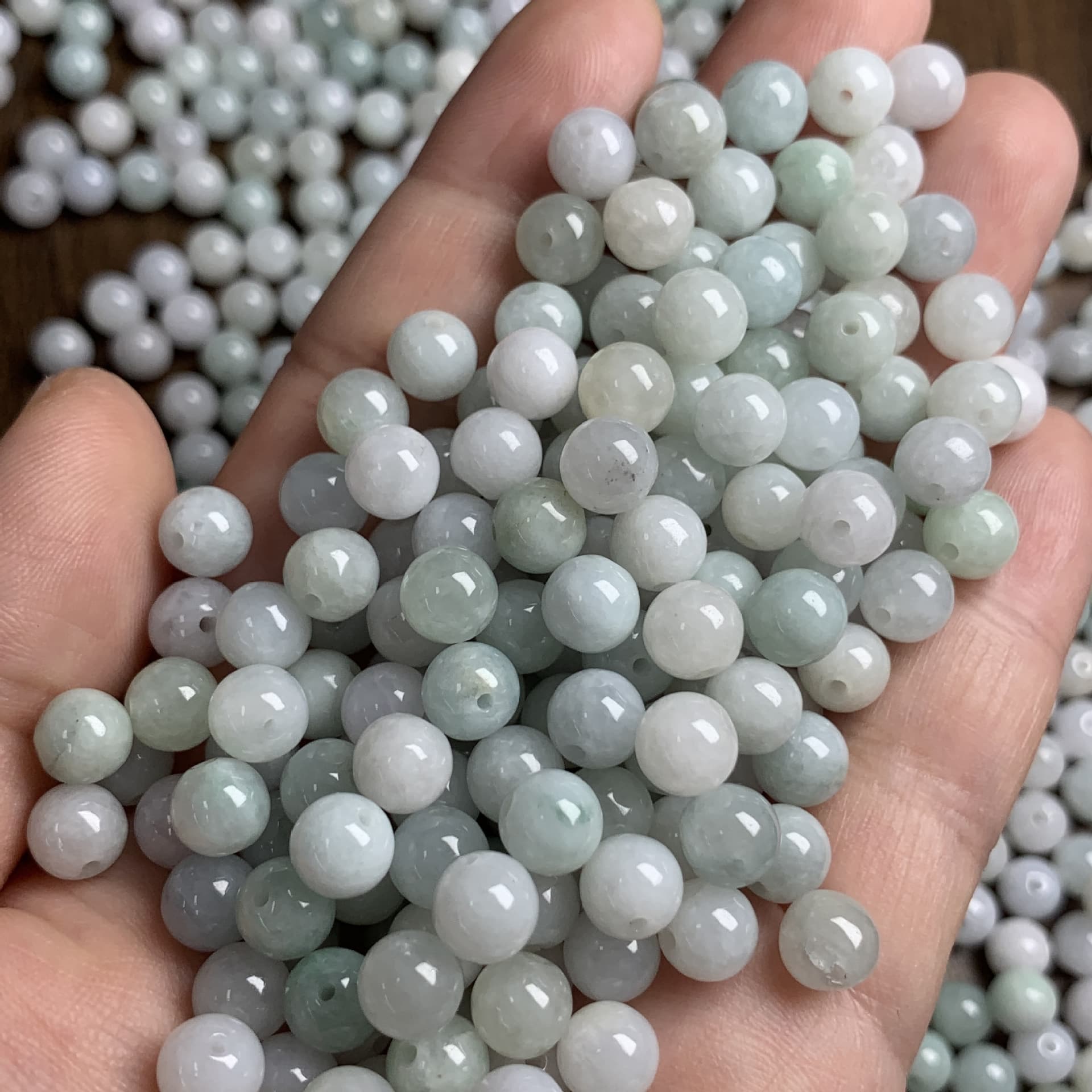 Natural Myanmar A-grade jadeite loose beads DIY jade beads, 7mm round bead necklace, bracelet, jade beads, Sihui jade
