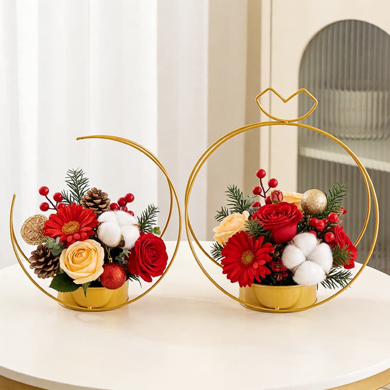 Simple metal flower arrangement flower basket Nordic iron wedding festival decoration flower basket desktop decoration ornaments flower stand