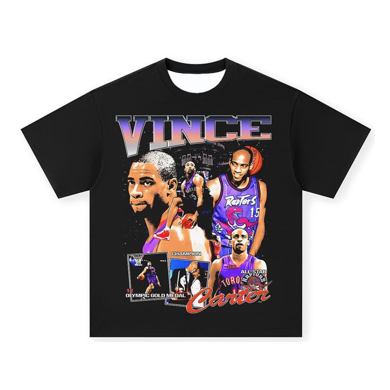 Nba Star Retro Black Short-Sleeved T-Shirt Vince Carter Shaai Giljeas Alexander Demar Derro