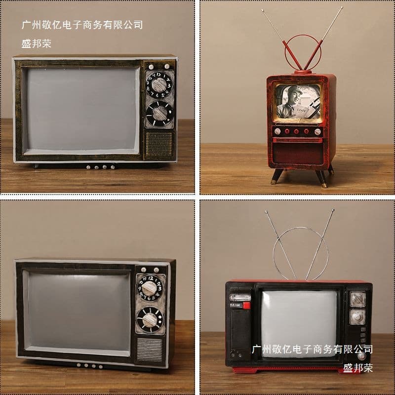 Factory Direct Retro Vintage Old-Style Black and White TV Model Photo Prop Decoration Iron