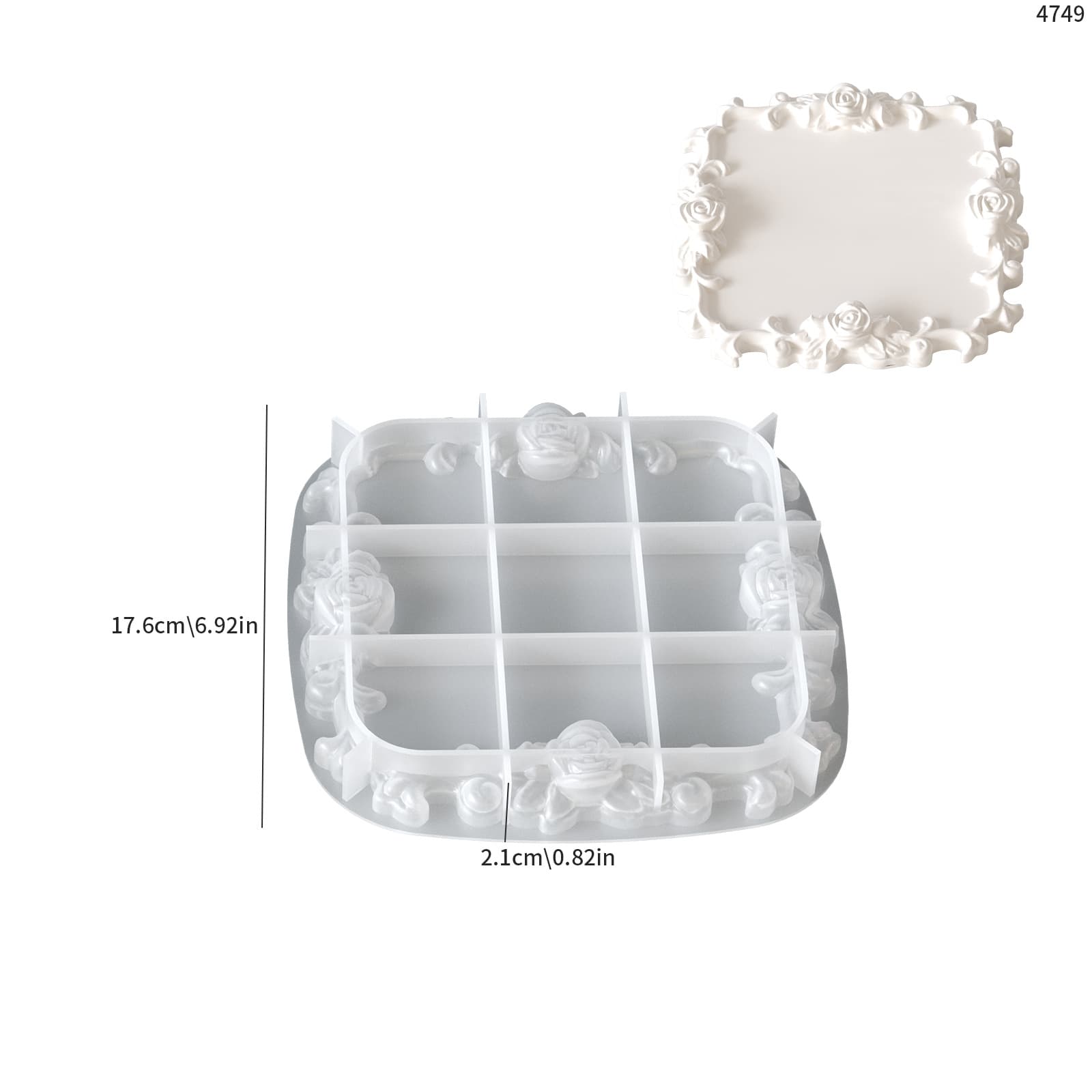 European Vintage Rose Lace Tray Silicone Mold, Epoxy Resin Plaster Aromatherapy Candle Storage Tray DIY Mold