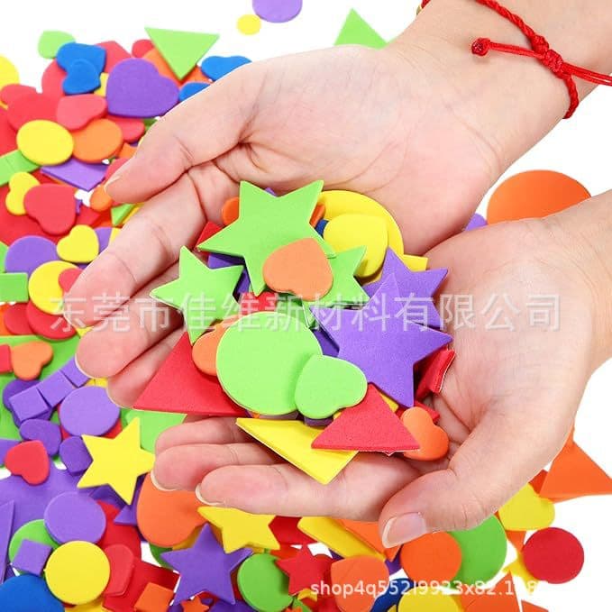 Colored Self-Adhesive Foam Stickers, Mini Geometric Shapes EVA Foam Stickers, Children's DIY Art Card Decorations