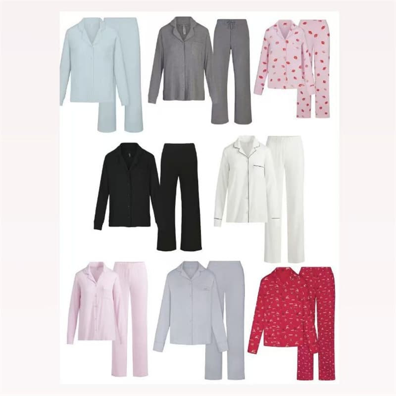 SKIMS Kim Kardashian Style Pajama Set Long Sleeve Top and Pants Lounge Wear Set Wearable Outside Casual Pants