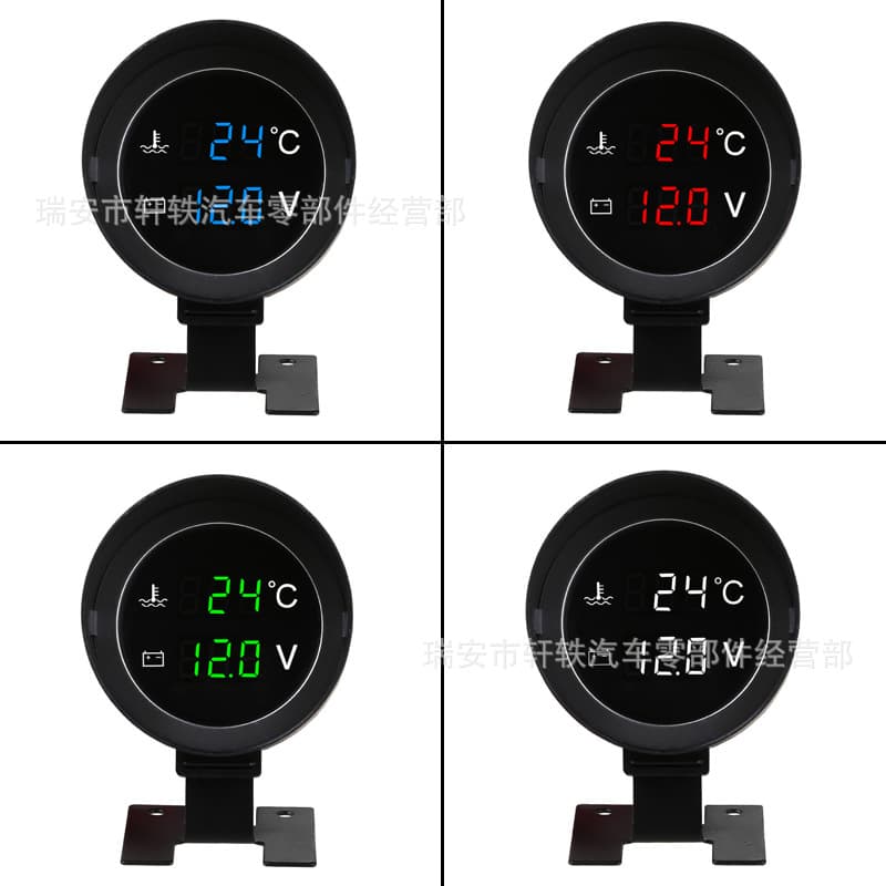 Round Barrel Water Temperature 12V24V Car Truck Engineering Vehicle Modified Gauge Water Temperature Voltage Meter 10mm 1/8