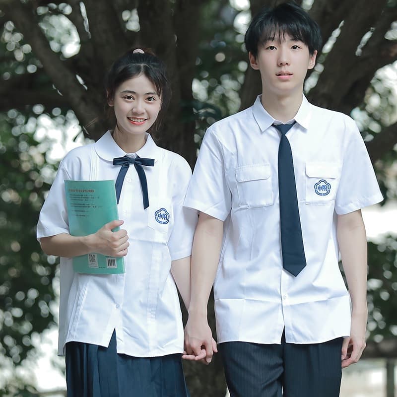 Taiwan Affiliated High School Official Uniform Female College Style Student Outfit White Shirt JK Uniform Set Summer Graduation Season