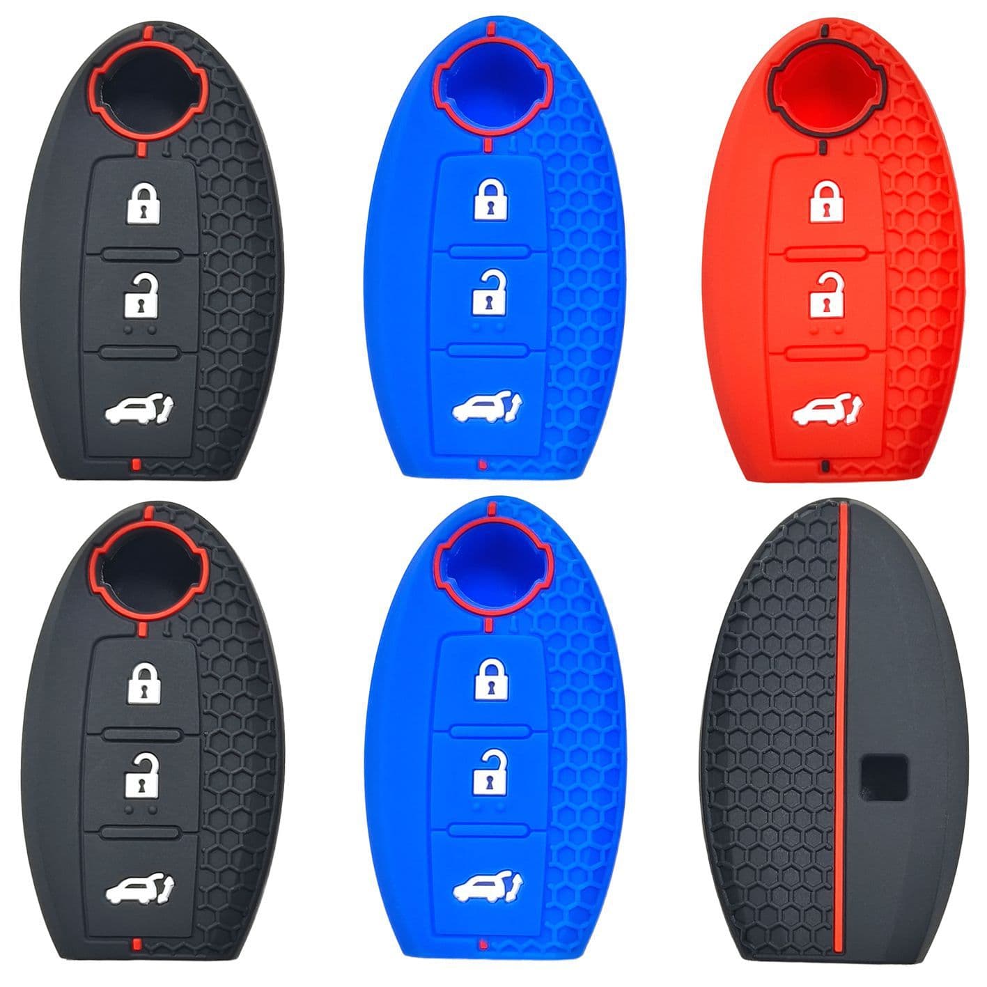 Silicone Key Case Cover for Nissan Teana, Sylphy, Tiida Smart 3-Button Honeycomb Pattern