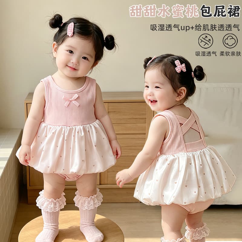 New baby girl summer dress, fashionable little princess, sweet harem dress, baggy dress, small month old baby skirt, crawl suit