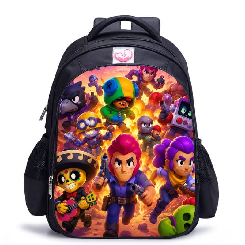 Bestselling Brawl Stars Battle Group Print Backpack with Explosive Atmosphere Print, Durable School Bag for Elementary Students