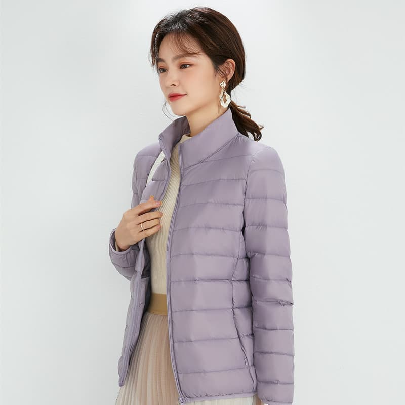 2024 New 90 Fleece Thin Down Jacket Women's Thin Stand Collar Lightweight Short Winter Women's Jacket