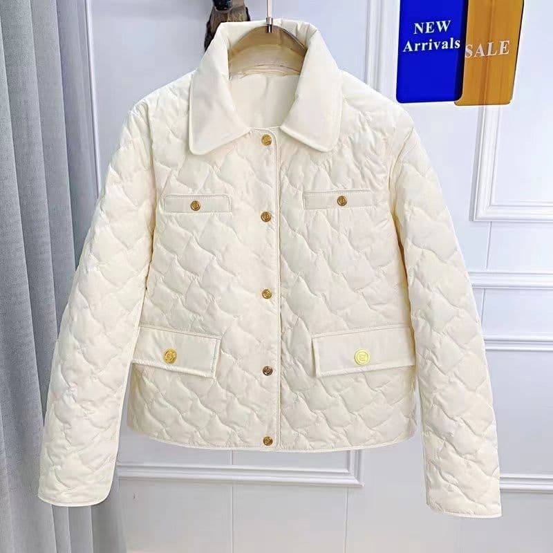 Chic lightweight padded cotton coat for women, short style 2025 new diamond-quilted petite autumn/winter jacket.