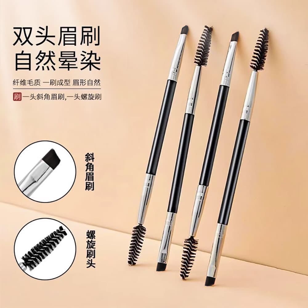 Dual-Ended Angled Eyebrow Brush, Eyebrow Powder Brush, Spoolie, Precision Eyeliner Brush, Eyeshadow Brush, Flat Eyelash Brush