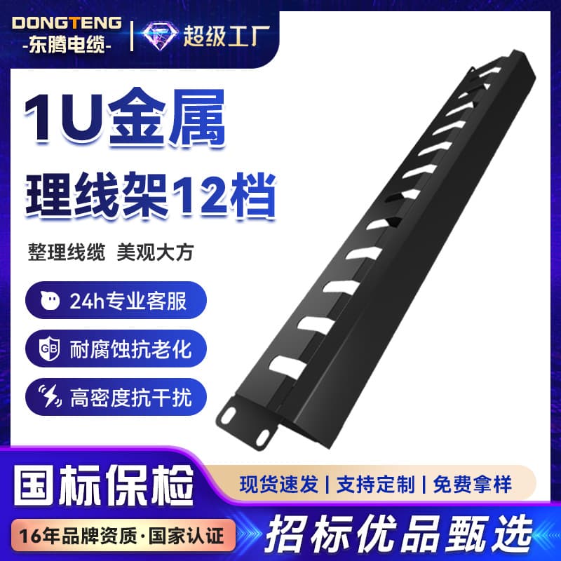 Dong Teng 1U Metal Cable Management Panel, 12-Slot Network Patch Panel, Shielded Punch-Down Cable Organizer