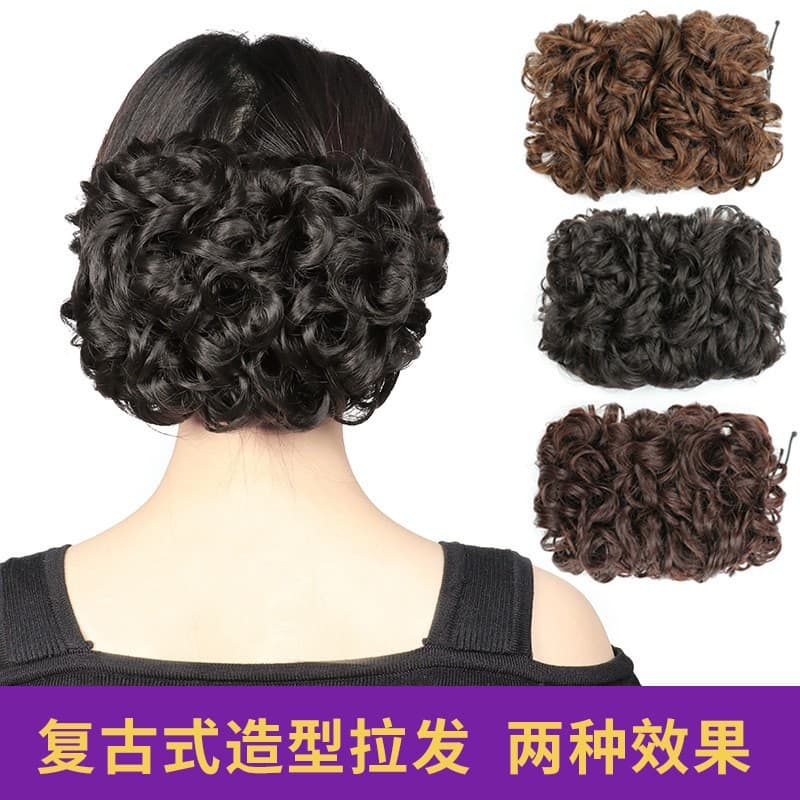 Wholesale Hair Bun for Women, Retro Fluffy Curly Hairpiece, European and American Style, Synthetic Fiber Hair Bun, Hair Donut for Bun Hairstyle