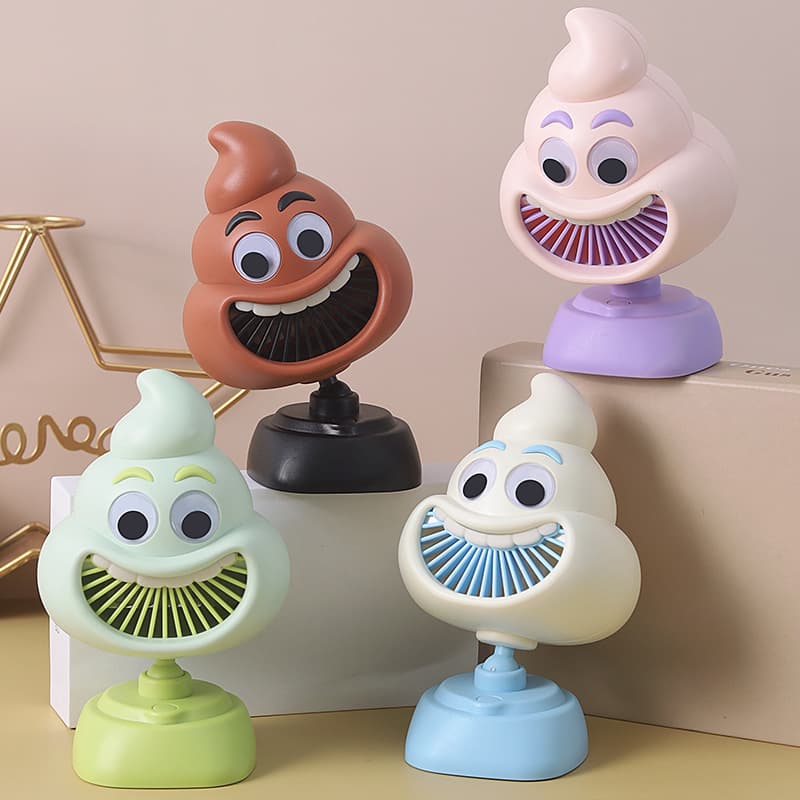 Viral Poop Ornament Novelty 3-Speed Desktop Mini Fan USB Rechargeable Creative High-Airflow Cute Fan