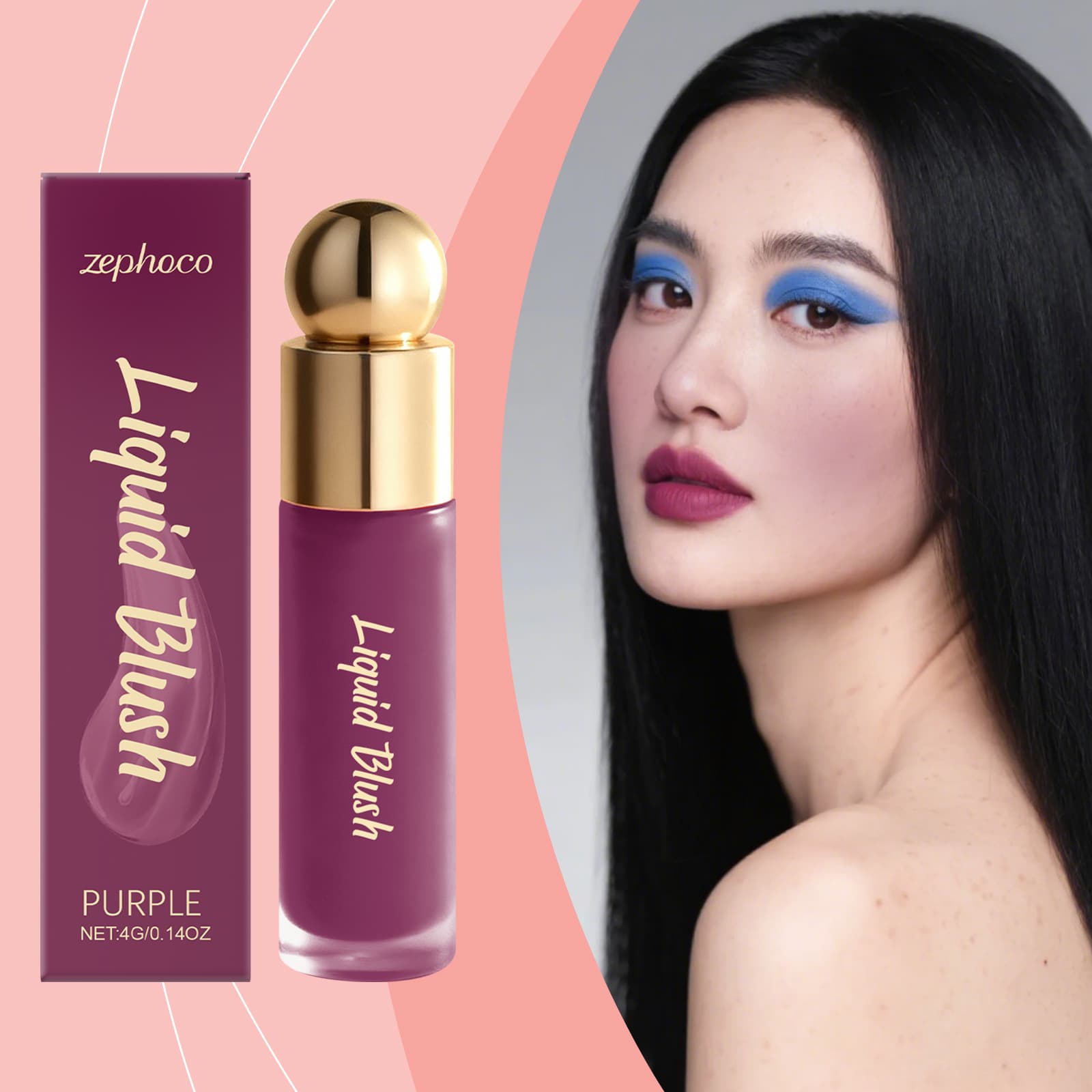 zephoco Liquid Blush (Purple) Blush Purple Atmosphere Makeup Easy-to-Blend Colorful Blush on the Cheeks