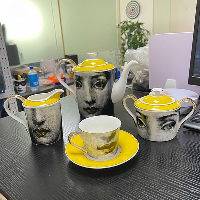 Fornasettia European Luisa Face Series Ceramic Tea Set Afternoon Tea Coffee Cup Saucer Milk Jug Sugar Pot