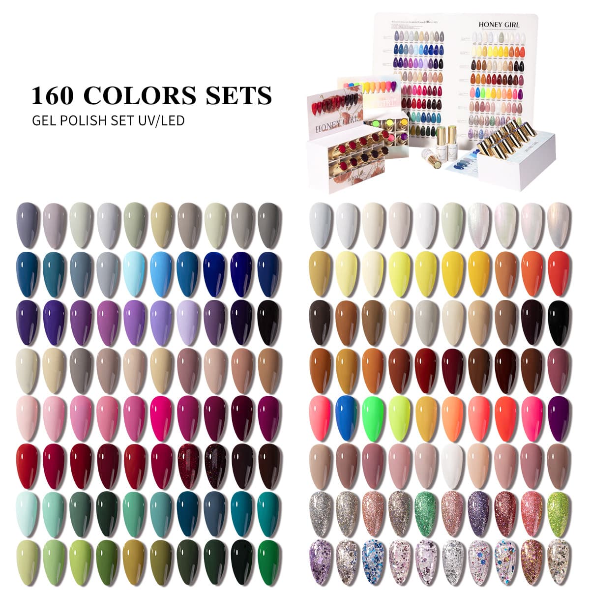 HONEY GIRL new 160-color popular long-lasting nail polish for women, nail polish gel for phototherapy nail salons