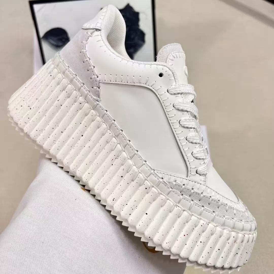 Kou family's same style thick-soled casual high-end women's shoes, height-increasing and versatile biscuit shoes, women's platform-soled round-toe lace-up shoes