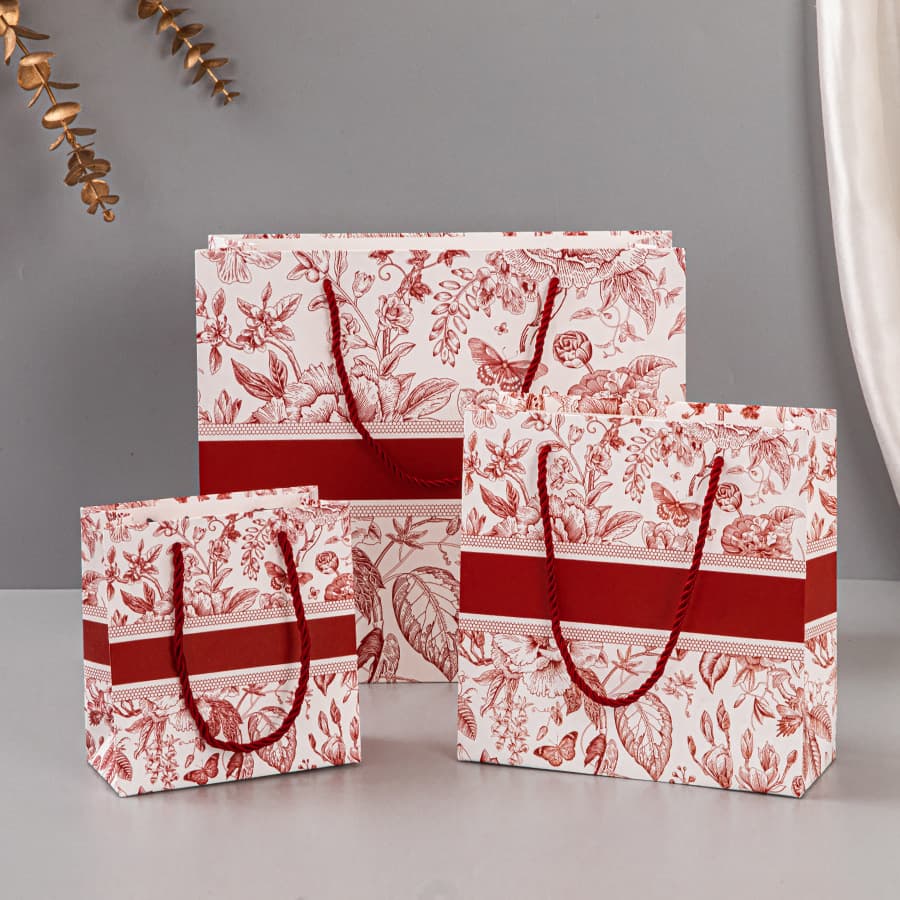 Premium Vintage Floral Gift Bag, Fashionable Cross-border Paper Bag, Gift Wrapping Bag, Custom Logo Available