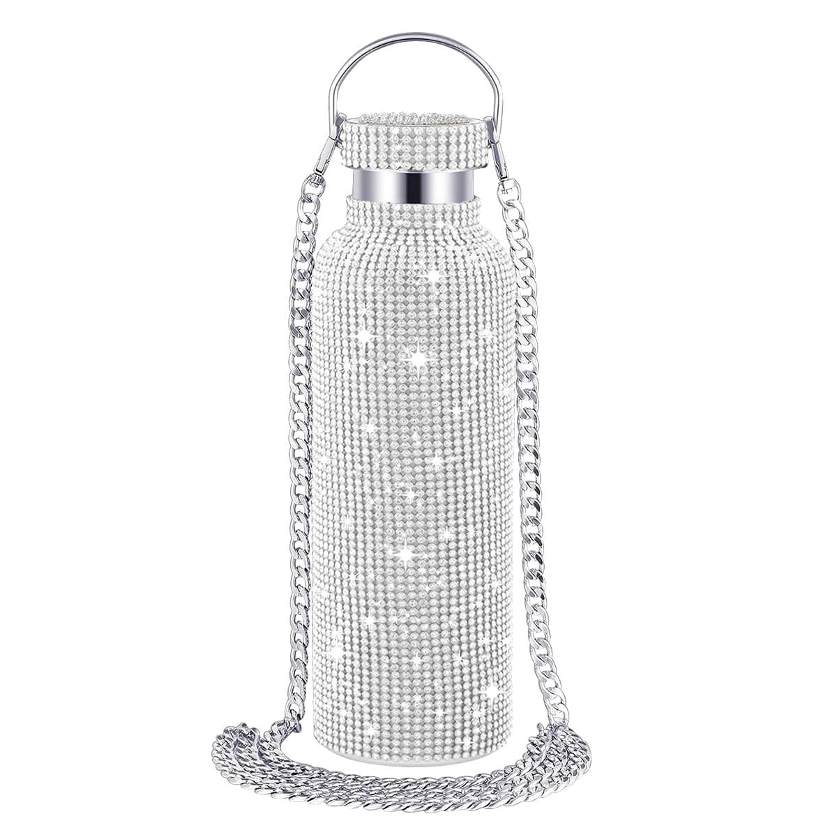 Cross-Border American-Style Diamond Insulated Tumbler with Chain, Double-Layer Stainless Steel Coffee Cup, TikTok Live Gift