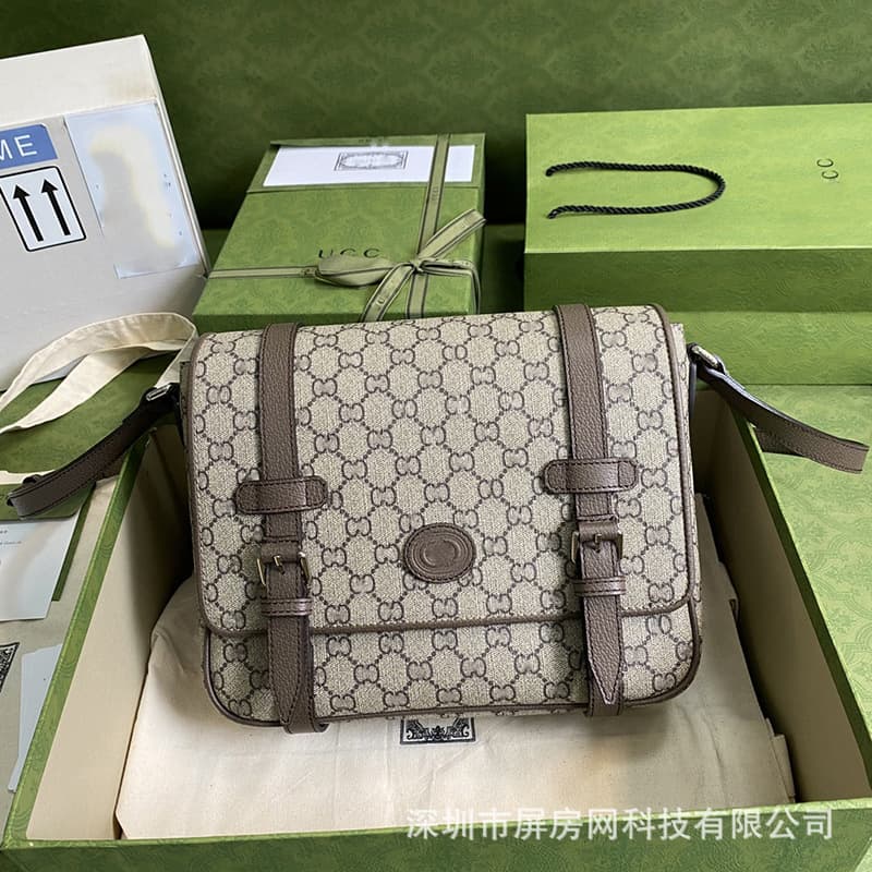 New original factory cool Gucci presbyopic classic men's messenger bag shoulder crossbody bag business bag foreign trade cross-border