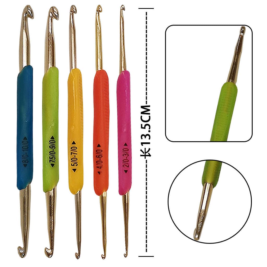 Amazon TPR soft rubber double-headed crochet hook household handmade diy wool knitting tool hook hook 5 crochet hook set