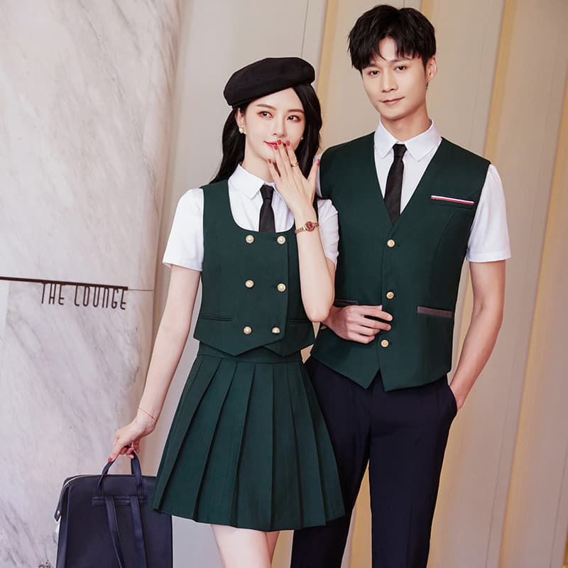 British style fashionable double-breasted vest school uniform, unisex fashionable class uniform set, three-piece uniform