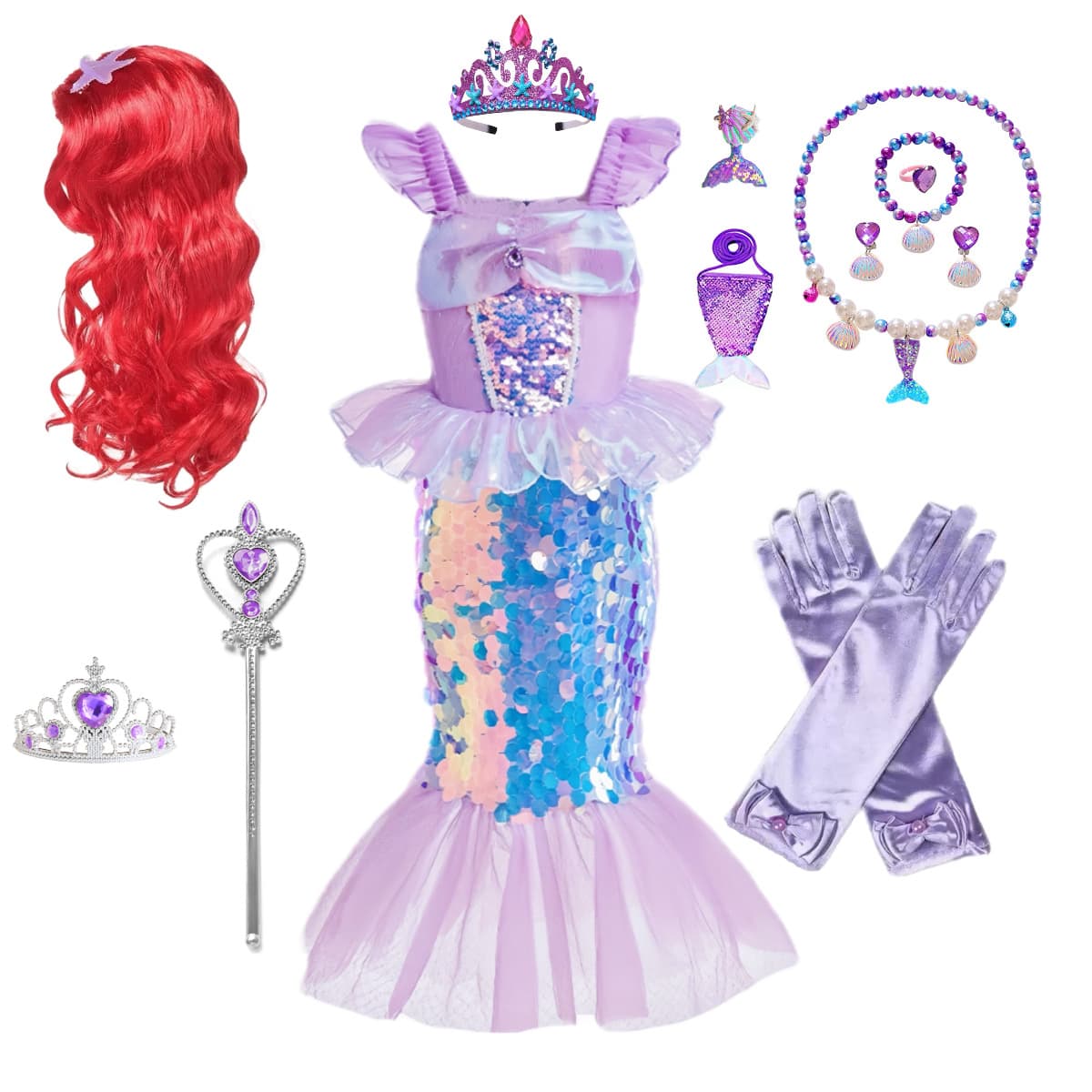 Cross-border Children Mermaid Princess Dress Cosplay Gown Birthday Christmas Performance Costume Halloween for Girls