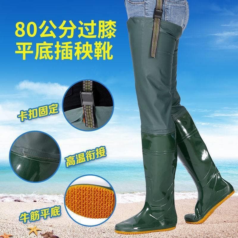Men's and women's soft-soled paddy field socks, extra high over-the-knee paddy field shoes, tall rain boots, fishing paddy field rain boots, extra high rain boots
