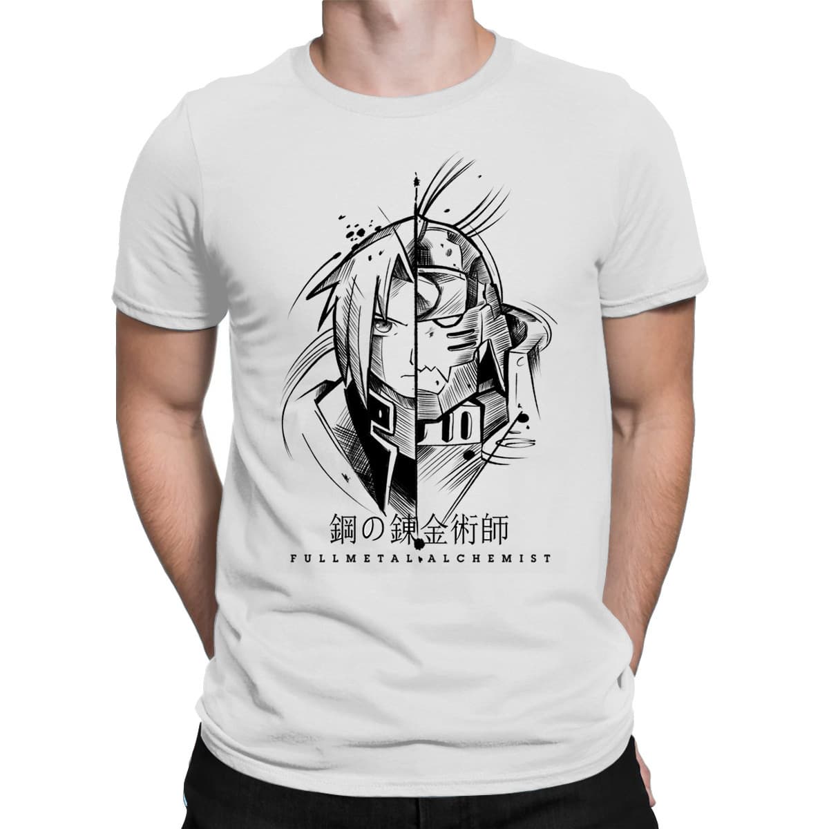 GJ89068 Japanese Anime Fullmetal Alchemist Pure Cotton Casual Fashion Printed Short-Sleeve T-Shirt